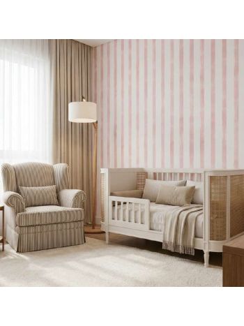 PAPEL DE PAREDE WILER BAMBINE - LISTRAS AQUARELADAS ROSA BA0018 1