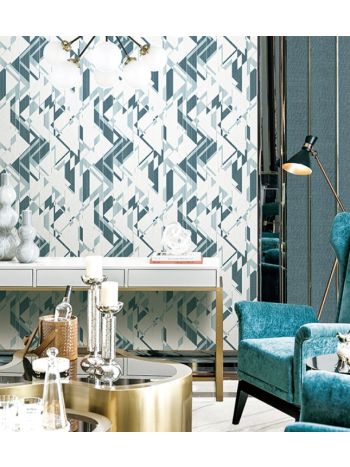 PAPEL DE PAREDE WILER ESSENCIAL - GEOMÉTRICO BRANCO E AZUL ESS1001 1
