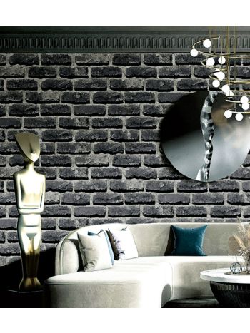 PAPEL DE PAREDE WILER ESSENCIAL - TIJOLINHO CINZA ESCURO ESS1057 1