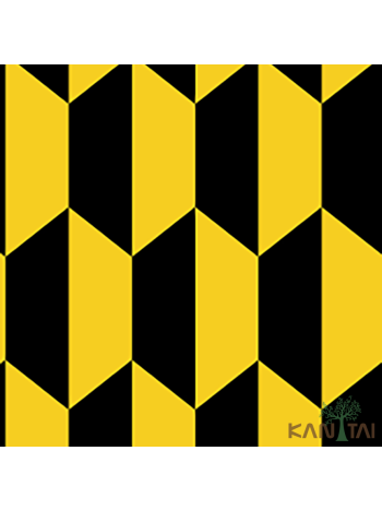 PAPEL DE PAREDE KANTAI STONE AGE 2 - GEOMÉTRICO PRETO E AMARELO 1