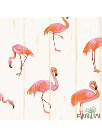 PAPEL DE PAREDE KANTAI STONE AGE - FLAMINGOS ROSA